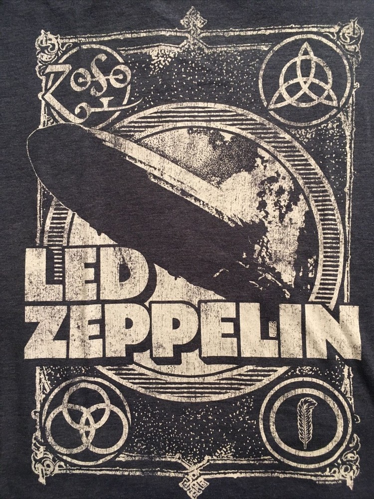 LED ZEPPELIN Blue Grey Gray T-shirt, Size M (?)