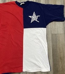 Vintage Mani Hile Color Block T Shirt Mens S Red White Blue Graphic Tee Texas