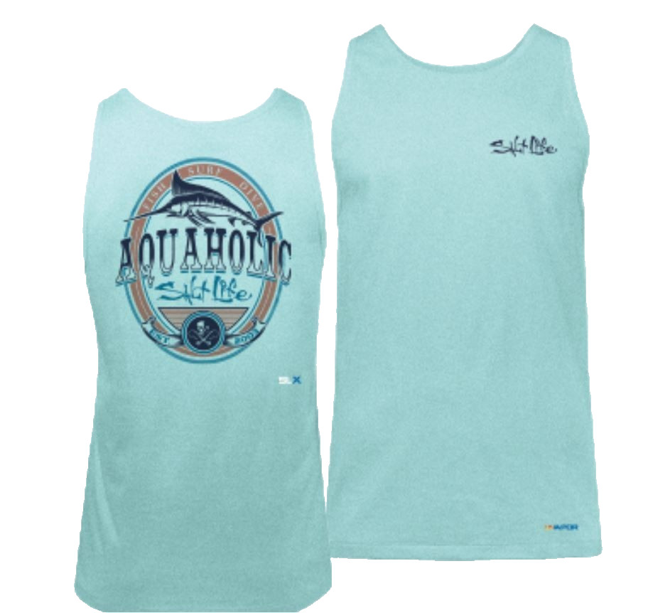 New Salt Life Aquaholic Performance Tank Aruba M Live Salty Saltlife NWT New