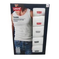Levi’s Premium Cotton Tank Top Men’s Size Large 5 Pack White NEW 6HMTK501