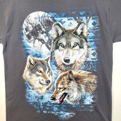 Wolf Moon Nature Graphic NEW Shirt Gray Mens Large Wilderness Fruit Of The Loom
