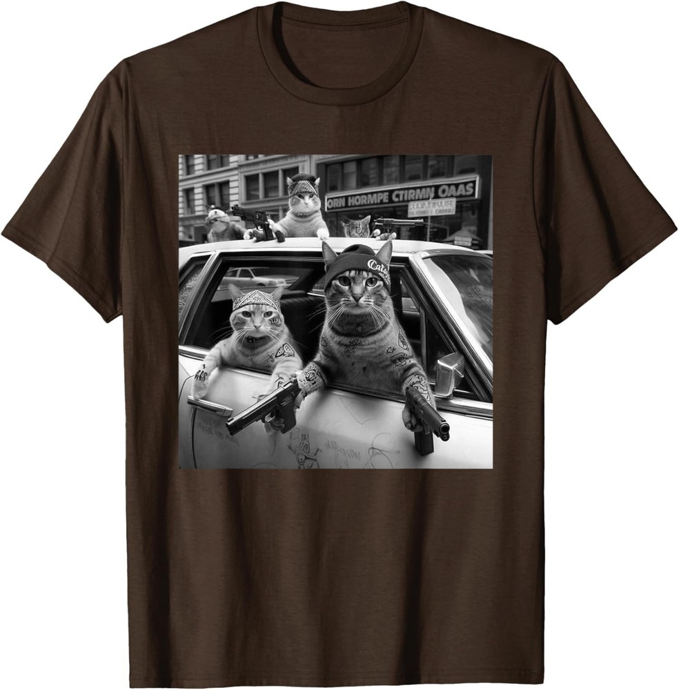 Funny Gangster Cats Street Design Funny Gangster Cat Unisex T-Shirt