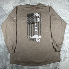 Ariat FR T Shirt Mens 2XL Brown Long Sleeve WorkWear CAT 2 Fire Resistant