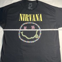 Nirvana Floral Smiley Face Logo Graphic Print Black 2022 T Shirt Mens Size 2XL
