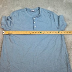 Brooks Brothers Henley Mens L Short Sleeve 1818 Cotton Logo Casual Top Blue 80ch