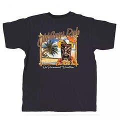 New OLD GUYS RULE T SHIRT PERMANENT VACATION, TIKI, NAVY BLUE