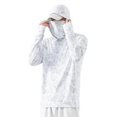 Fishing T-Shirt for Men UV Protective Hooded Top with High Neck Design