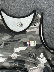 NBA Basketball Tank Top Mens M Gray Camo Sleeveless Jersey Athletic Mesh Logo