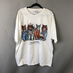 NASA Cats Shirt Mens 2XL White Delta Houston Texas Space Astronaut Graphic Tee