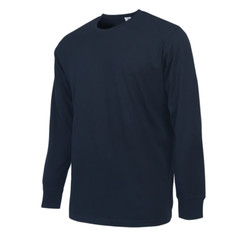 Cotton T-Shirt Crew Neck Men’s Long Sleeves Classic Ribbed Cuff and Neck Solid