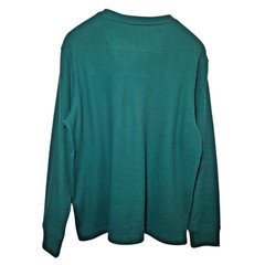 Nautica Sleepwear Men’s Green Waffle Knit Crew-Neck Long Sleeve T-Shirt M
