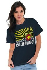 Colorado Flag Rocky Mountains Vacation Gift Adult Short Sleeve Crewneck Tee