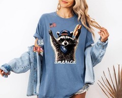 Comfort Colors® Feral & Free Racoon Shirt, 4th of July Shirt, USA Independence