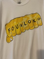 Men’s FOUR LOKO Liquor White T-shirt – Size L Poly-Cotton EUC