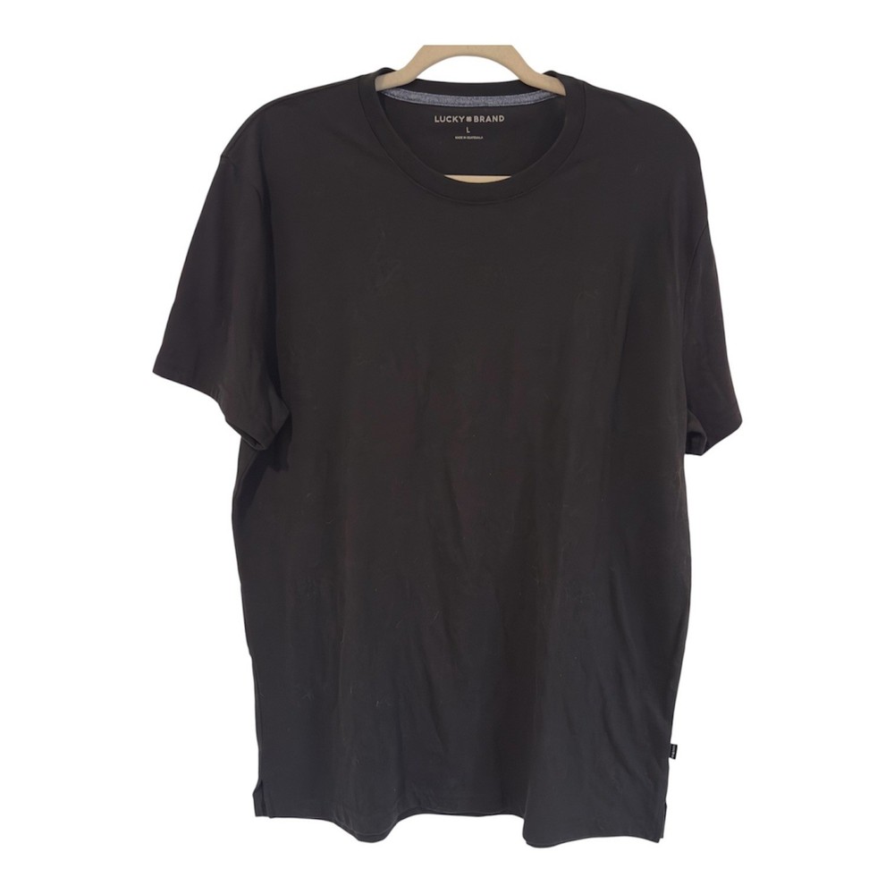 Lucky Brand Mens Black Short Sleeve Crew Neck T-Shirt Size L Lucky You Logo