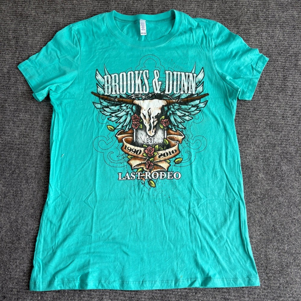Brooks & Dunn Last Rodeo Tour Graphic T-Shirt Teal Green Bella XXL Mens Womens