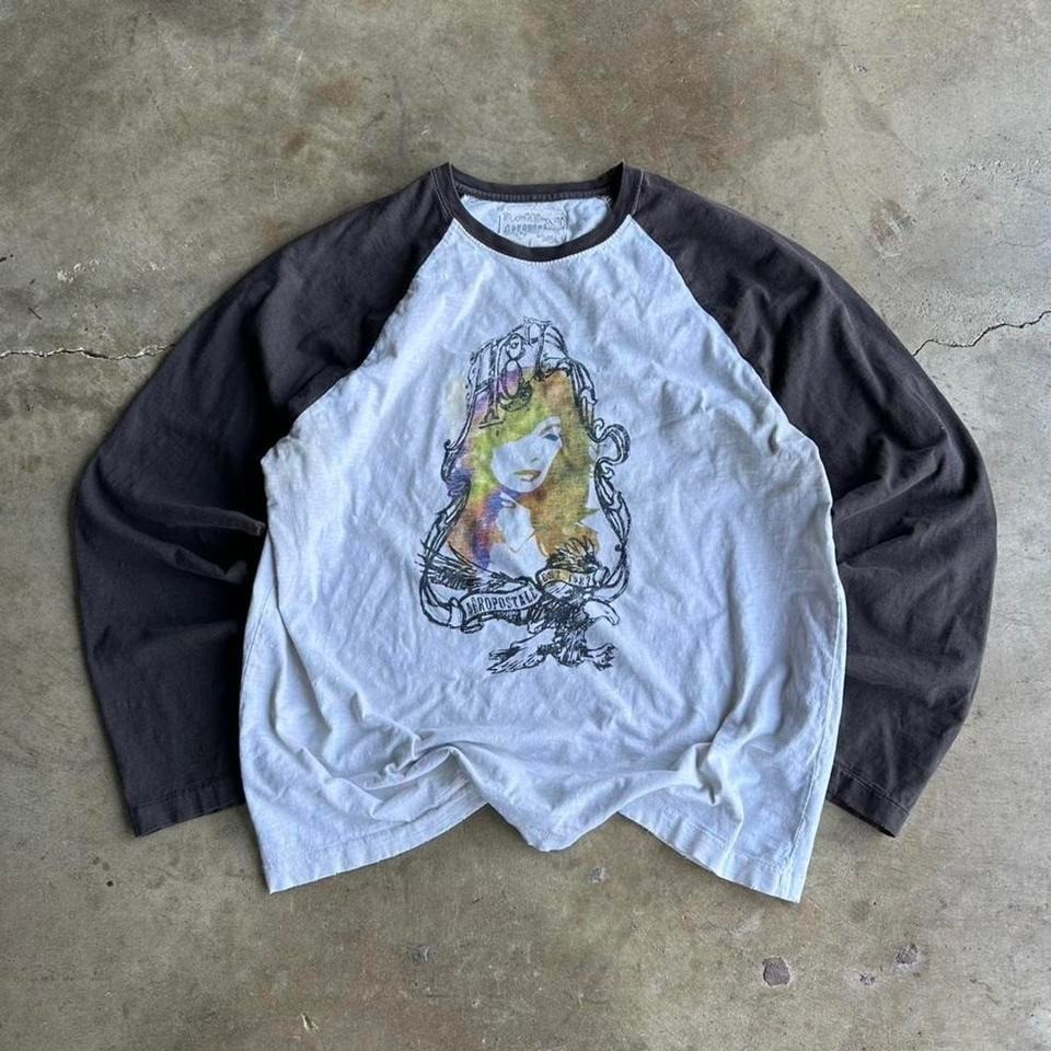 Aeropostale graphic tee long sleeve two tone y2k grunge boho size M