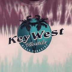 SUNA Key West Florida Tie Dye T-Shirt Beach Paradise Palm Trees Purple Teal