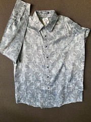 Zeroyas Men’s Long Sleeve Silver Paisley Button-Up Dress Shirt