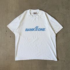 ONEITA Men’s XL Baby Blue Bank One Logo Graphic Crew Neck T-Shirt