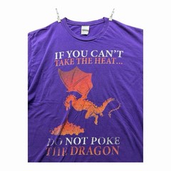 If You Can’t Take The Heat Do Not Poke The Dragon Y2K Purple T Shirt Men’s XL