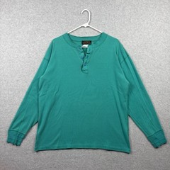 Vintage Eddie Bauer Shirt Mens Large Teal Henley Long Sleeve Knit 80s 90s USA