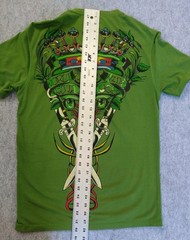 Christian Audigier Y2K Skull Grenade Rhinestone Green T-Shirt Short Sleeve Sz S