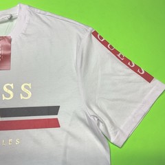 GUESS Los Angeles Men’s Short Sleeve T-Shirt MEDIUM White w/Black, Red, Gold NEW