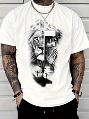 Lion of Judah and Jesus Crown of Thorns Graphic Tee – Christian Faith T-Shirt