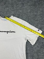 Champion T Shirt Mens 2XL White Cotton Logo Embroidered Crew Neck Straight Hem