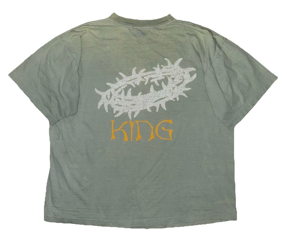 Vtg 90s Unbranded Jesus Religious Truth King Sage Green T Shirt XL