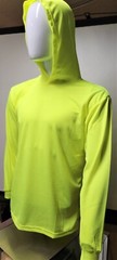 Yellow Long Sleeve Safety Shirt With Hoodie, Quick Dry Polyester Birdeye mesh