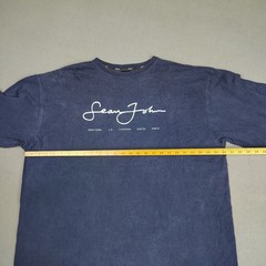 VINTAGE 90s Sean Jean Shirt Men 2XL Navy Script Logo Puff Daddy Bad Boy USA Made