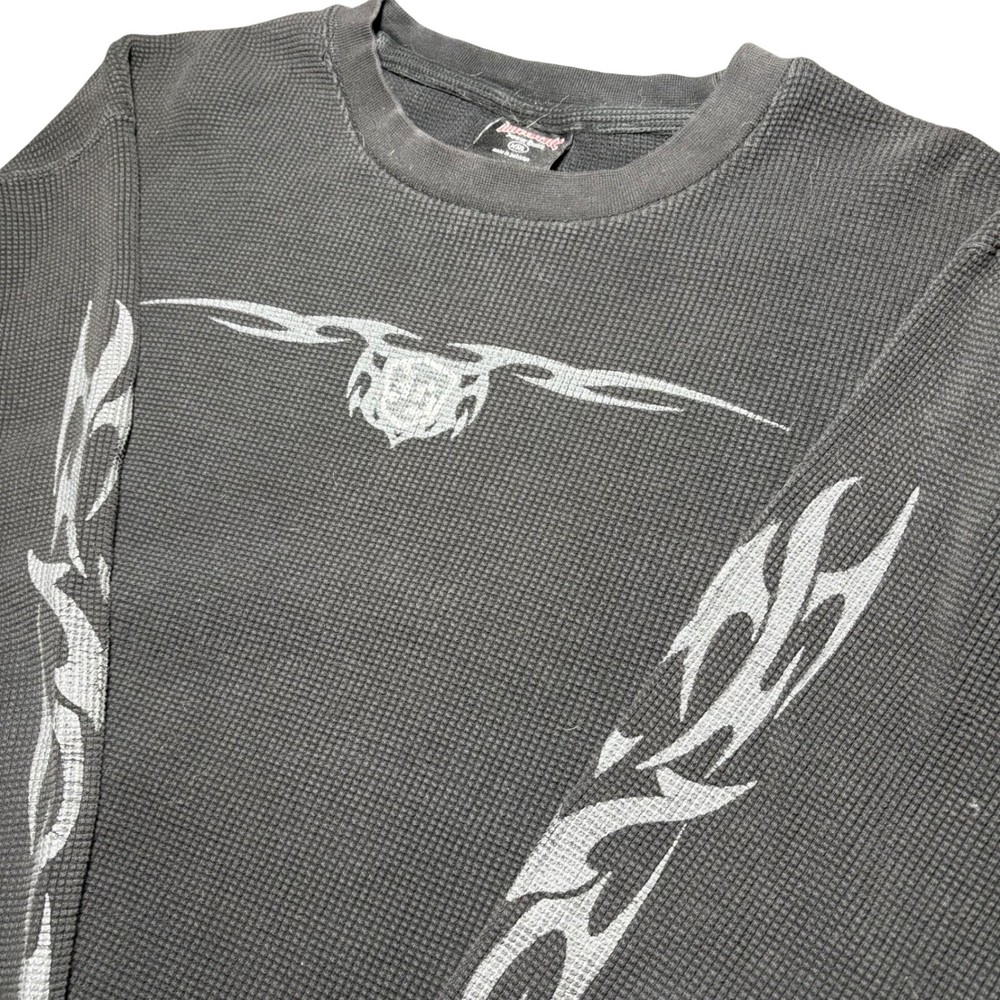 Vintage Interstate Thermal Shirt Tribal Y2K Grunge Waffle Knit Tattoo Heavy