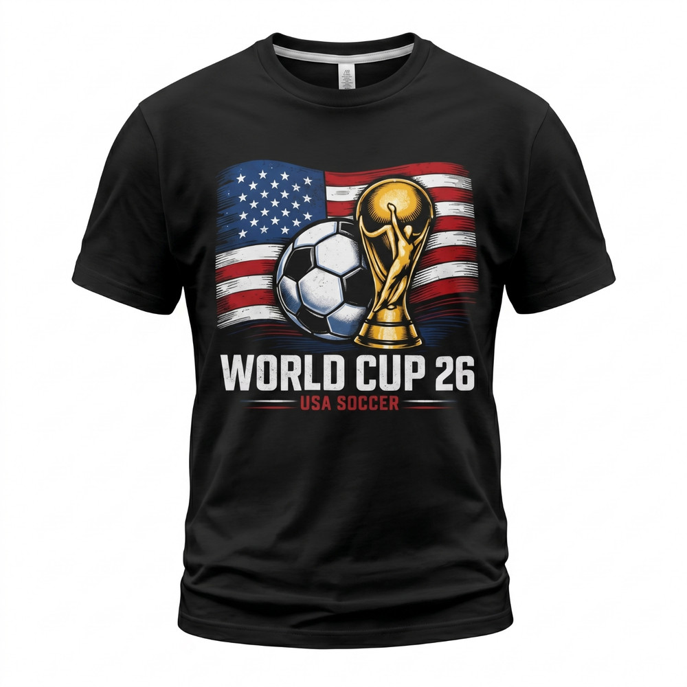 Unisex Graphic Print Tee Football FIFA World Cup 2026 Soccer T-Shirt Flag Trophy