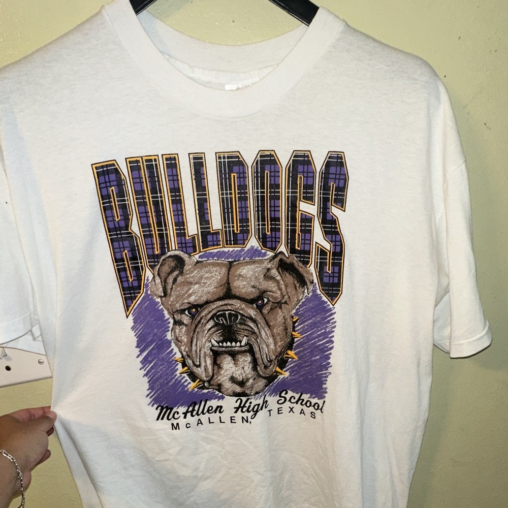 Hanes Heavyweight 50/50 Men’s XL White McAllen High School Bulldogs T-Shirt