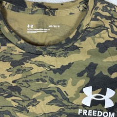 Under Armour Shirt Men Large Freedom Digital Camo Tiger Stripe Green USA Logo