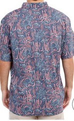 Salt Life Live Saly Men’s Size L Button Down Navy Coral Life Short Sleeve