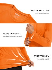 Mens UPF50+ Long Sleeve T-Shirt UV/Sun/Skin Protection Outdoor Sport Casual Tops