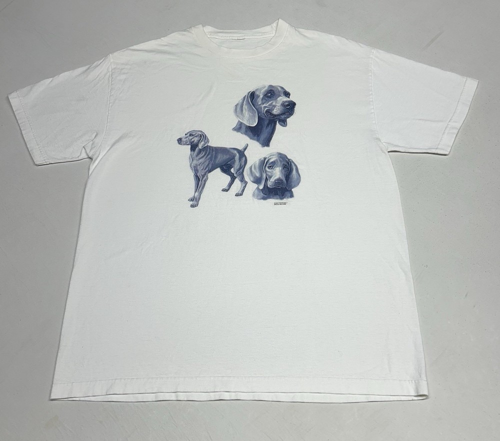 Vintage Wild Side Tshirt Adult XL White Weimaraner Front Graphic