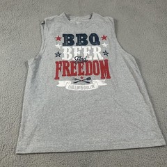 Way To Celebrate Shirt Mens Medium Gray BBQ Beer Freedom Patriotic Sleeveless