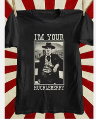 Men’s 100% Cotton Retro Western T-Shirt with “I’m Your Huckleberry” Print – Vint