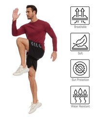 7 Pack Men’s Dry Fit Workout Long Sleeve Shirts Athletic Sports Gym Running Q…