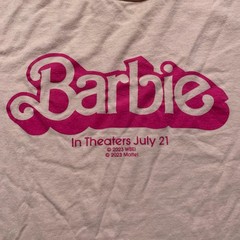 Barbie Movie Film Promotional In Theaters July 21 2023 Mattel Pink T-Shirt L