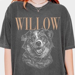 Personalized Dog Portrait Shirt Custom Pet Photo Sketch T-Shirt with Name