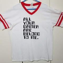 Windows Raise Your Game T Shirt All Your Gamer Are Belong XL White Red Ringer