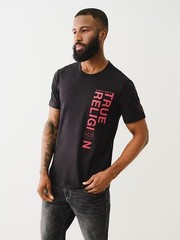 True Religion Men’s Silicone Textured Logo T-Shirt Jet Black Men’s Medium 700293