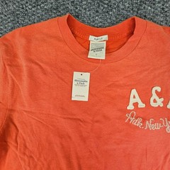 Abercrombie & Fitch Mens Orange Muscle Tee Vintage Applique New York Shirt L NWT