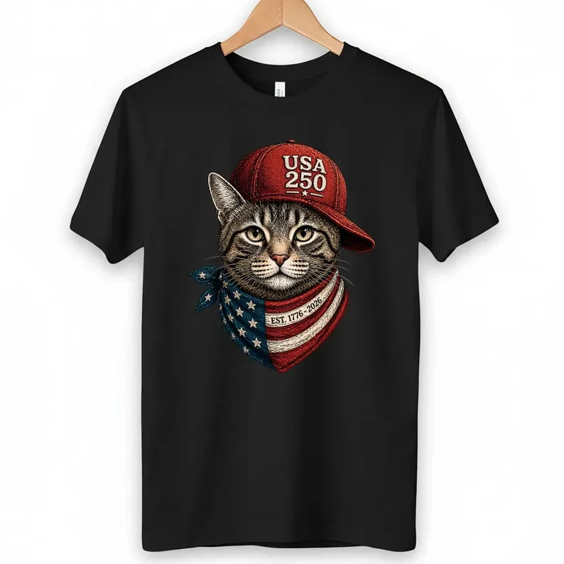 250 Cat Shirt, Patriotic Cat T-Shirt, 4th of July Cat Tee, 250th Shirt