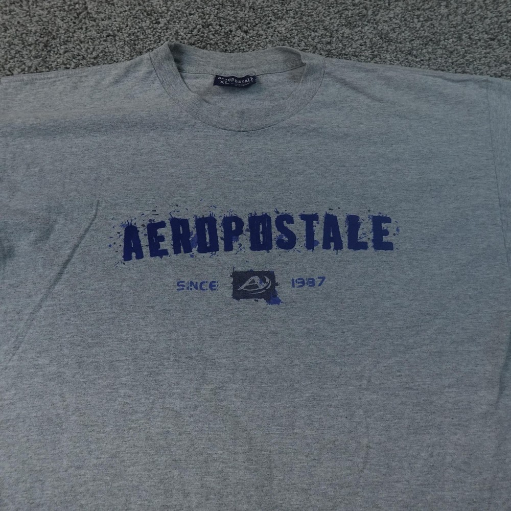 VTG Aeropostale Shirt Mens XL Gray Graphic Logo Preppy Short Sleeve Tee 90s Y2K